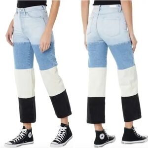 NWT BLANKNYC The Baxter Colorblock Ribcage Straight Leg Button Fly Jeans Size 27